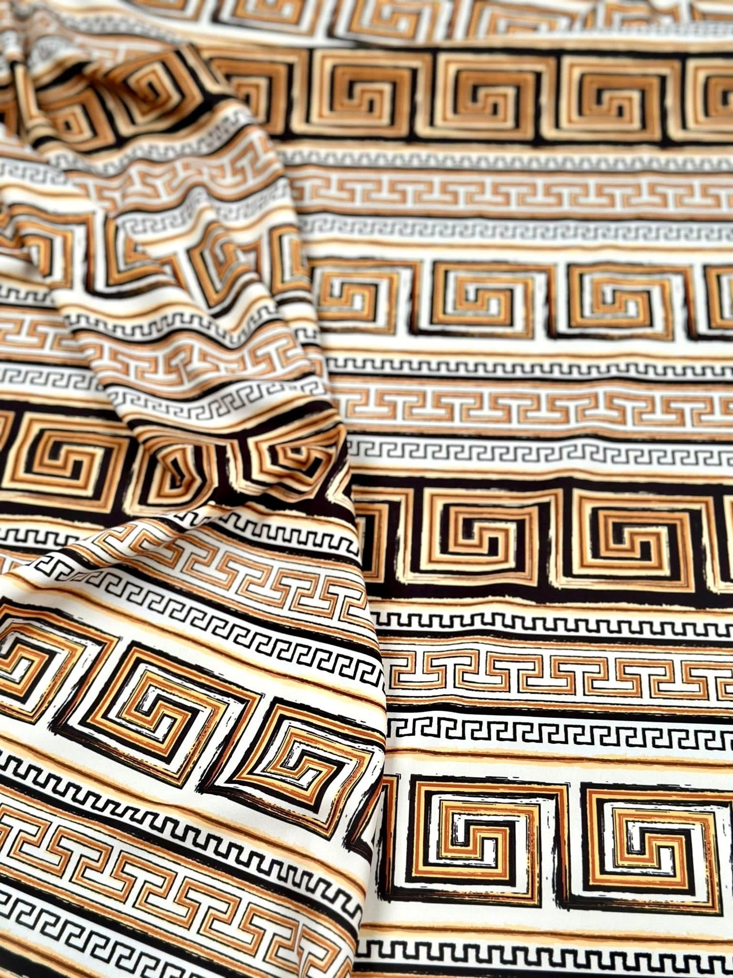 Beige Brown Silky Crepe Fabric