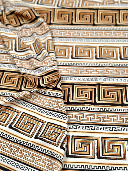 Beige Brown Silky Crepe Fabric