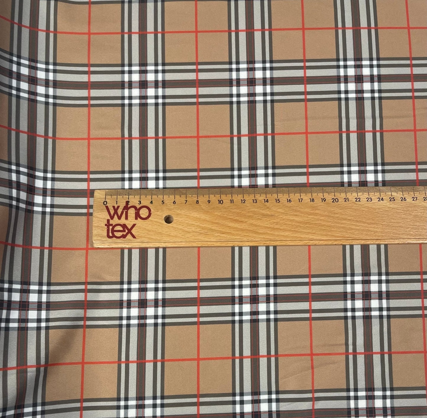 Beige Tartan Plaid Spandex Fabric by the Metre