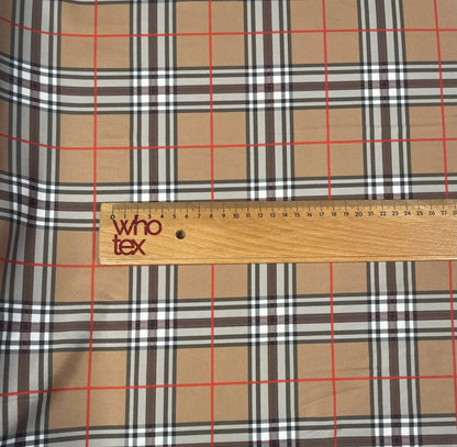 Beige Tartan Plaid Spandex Fabric by the Metre