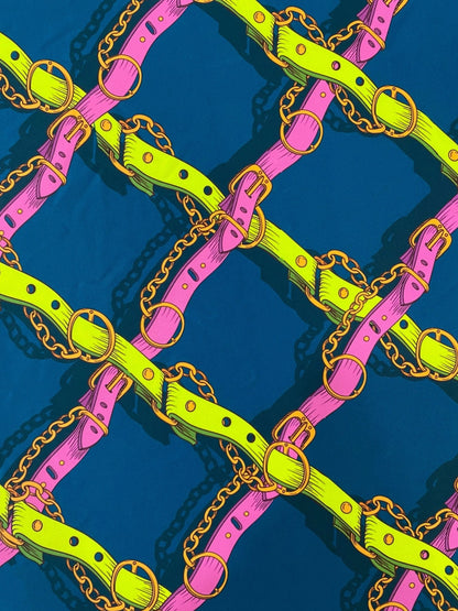 Pink and Yellow Chain Pattern Fabric