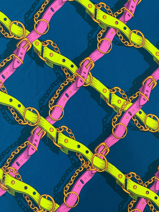 Pink and Yellow Chain Pattern Fabric