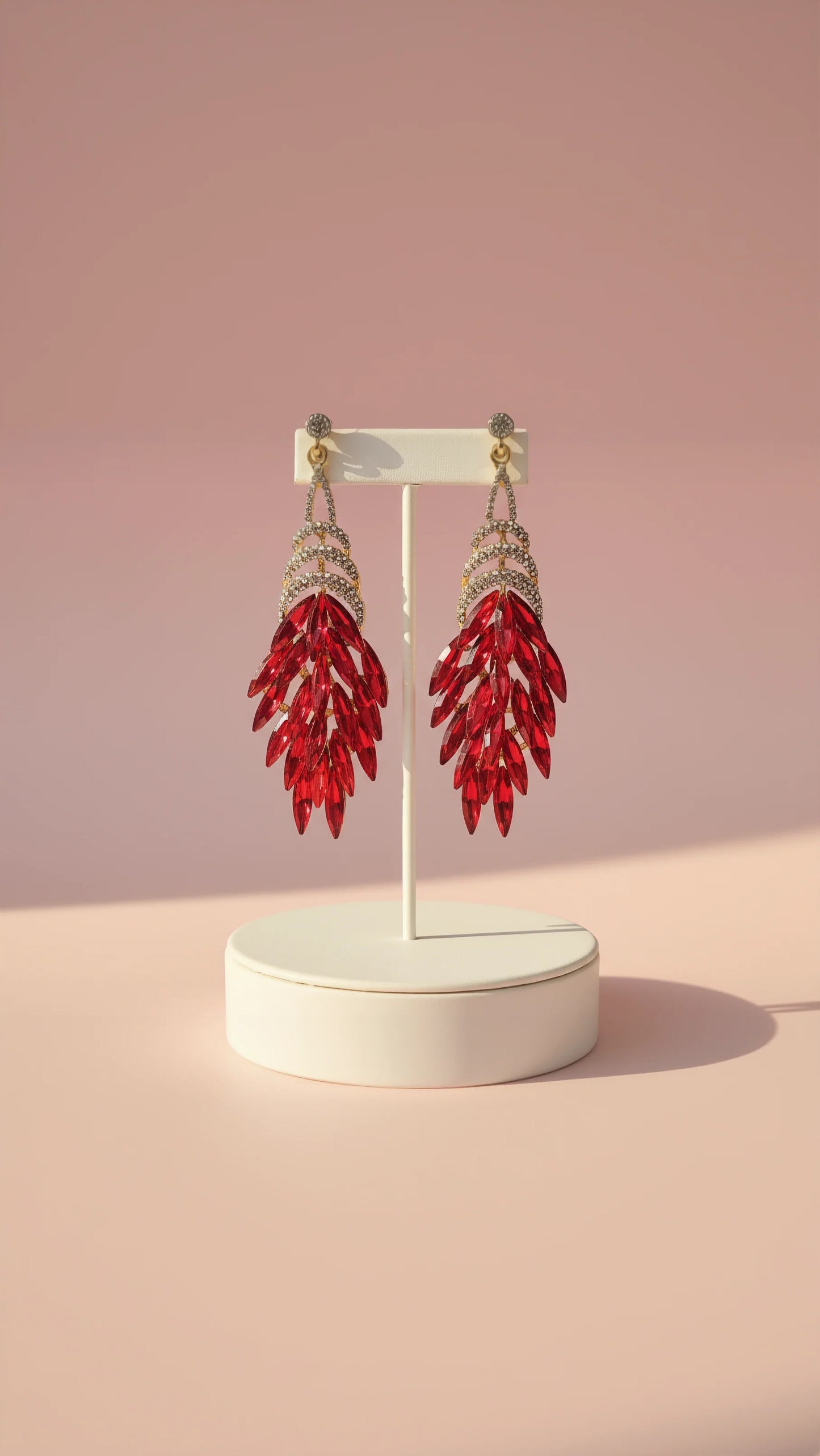 Layered Red Crystal Drop & Dangle Earrings