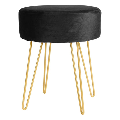 Black Round Velvet Footstool