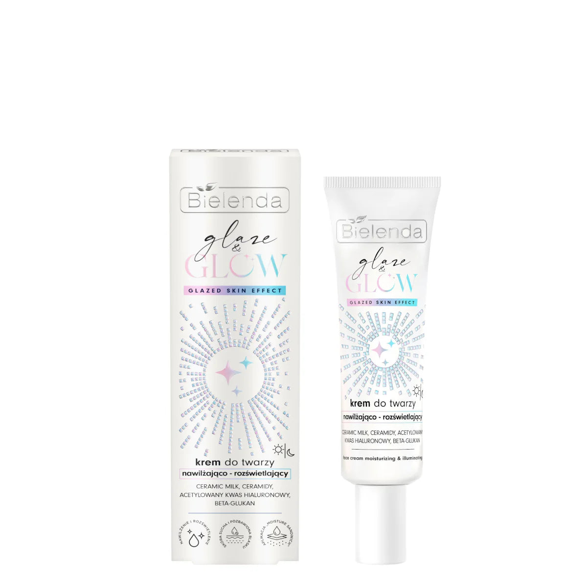 Bielenda Glaze & Glow Moisturizing Brightening Face Cream Glazed Skin Effect