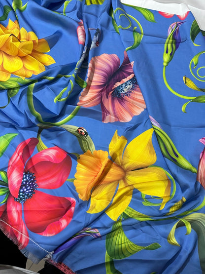 Big Floral Fabric  Persian Jewel Tropical Flower Pattern