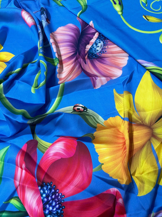 Big Floral Fabric  Persian Jewel Tropical Flower Pattern