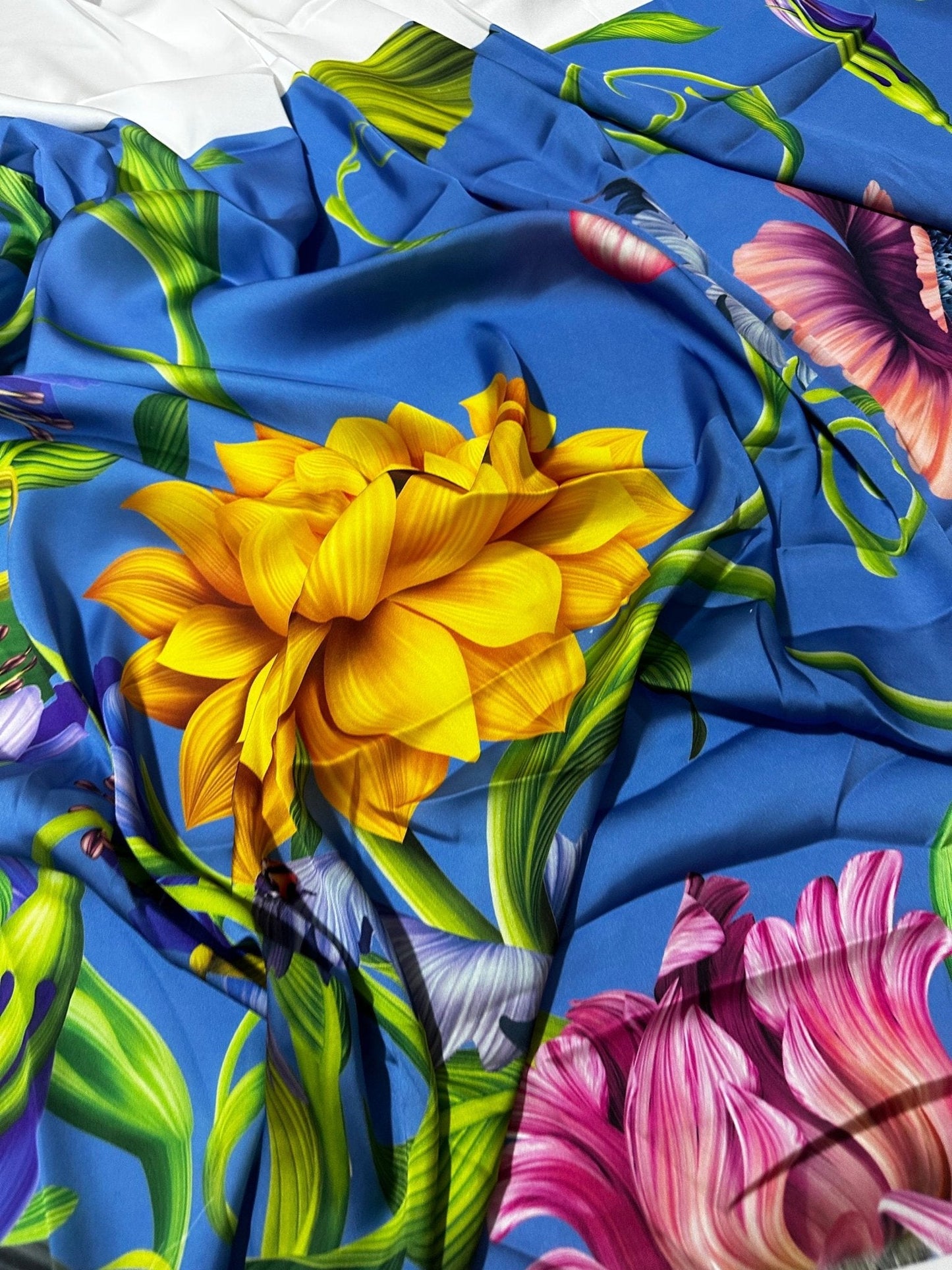 Big Floral Fabric  Persian Jewel Tropical Flower Pattern