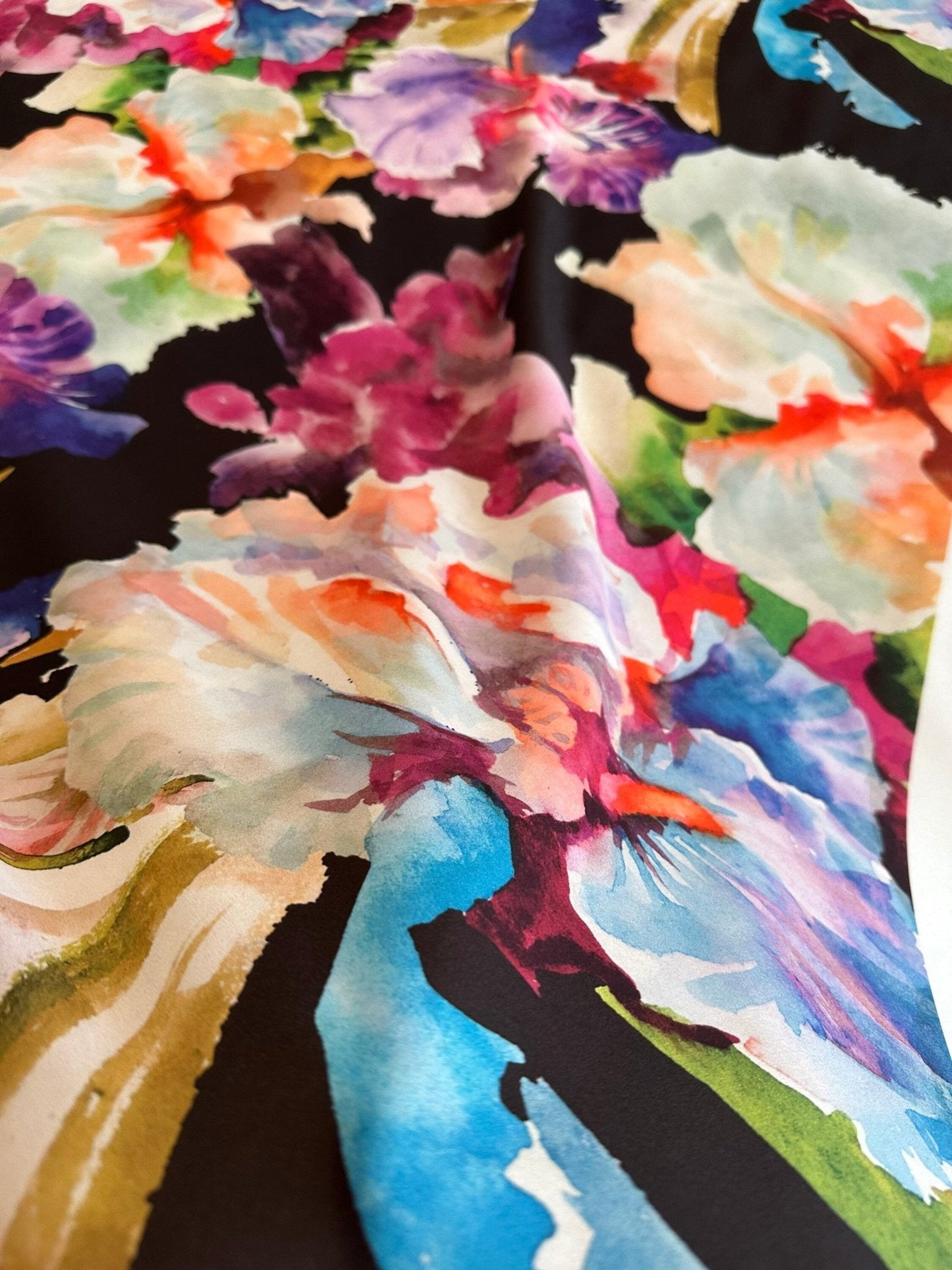 Watercolor Floral Crepe Fabric