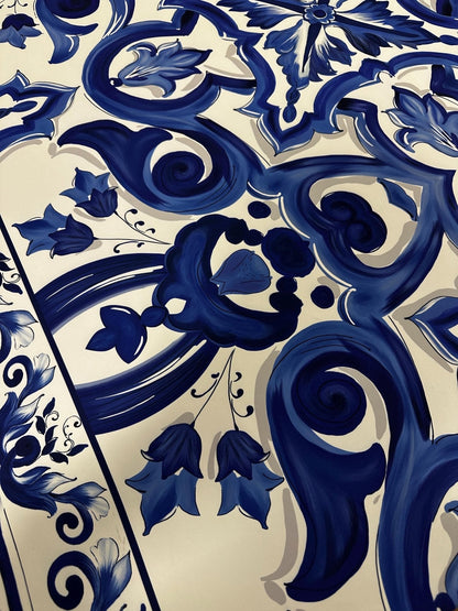 Blue Big Majolica Pattern Fabric
