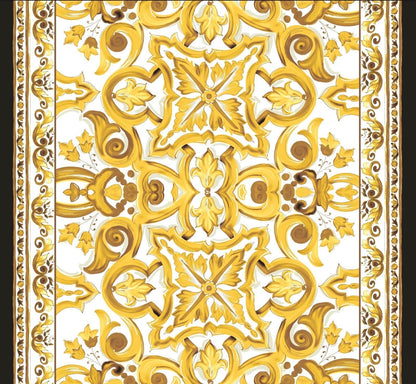 Yellow Big Majolica Pattern Fabric