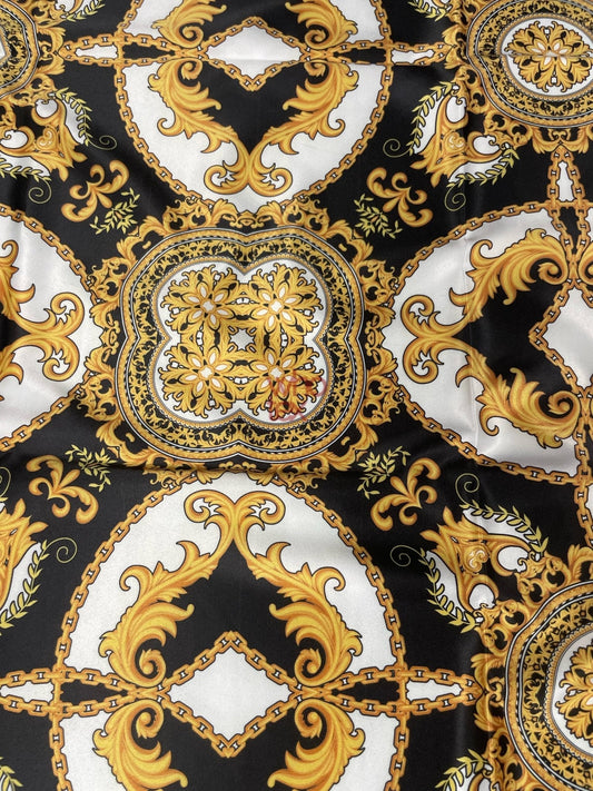 Black and Gold Medallion Fabric