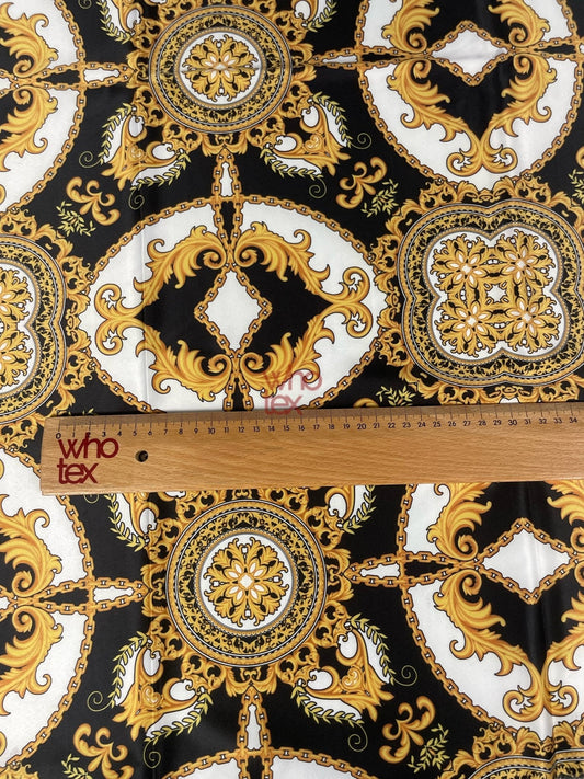 Black and Gold Medallion Fabric