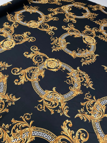 Black & Gold Baroque Crepe Fabric by the Metre – Luxury Style