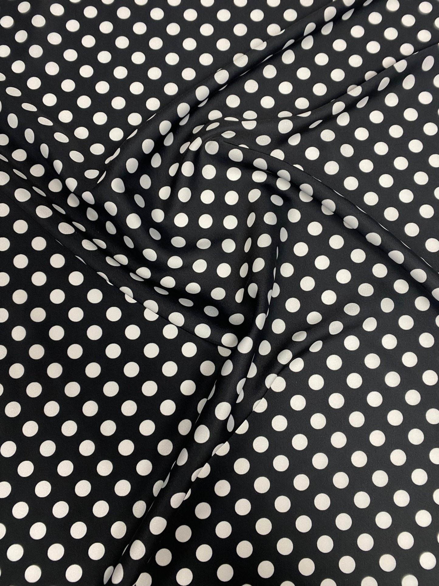 Black Polka Dot Fabric – Classic White Spot Print by the Metre