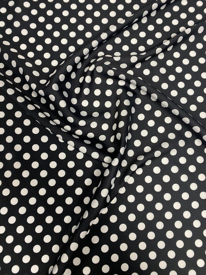 Black Polka Dot Fabric – Classic White Spot Print by the Metre
