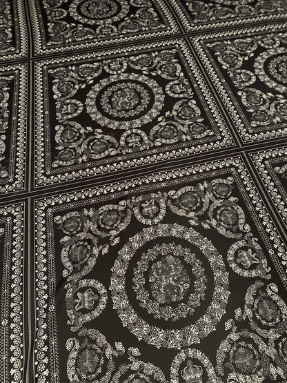 Black & Silver Baroque Crepe Fabric by the Metre – Luxury
