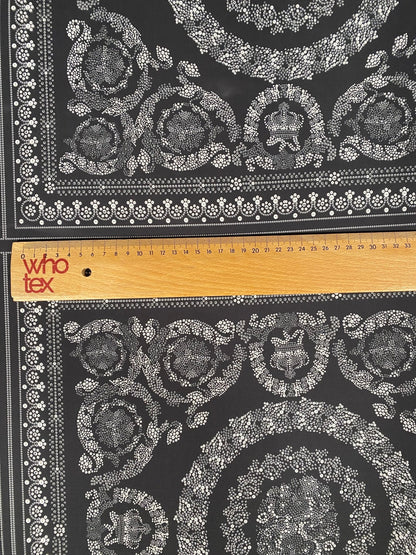 Black & Silver Baroque Crepe Fabric by the Metre – Luxury