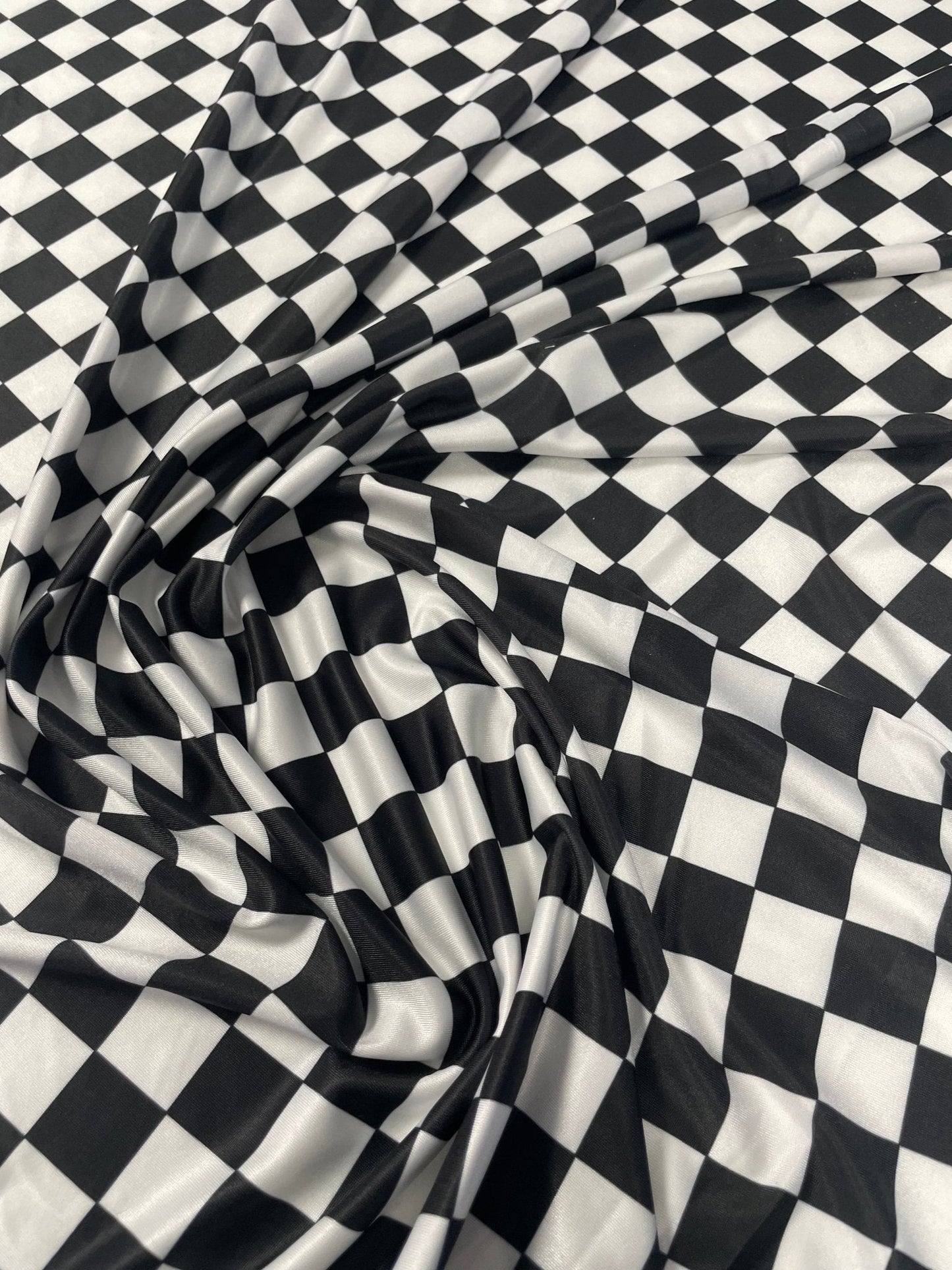 Black White Checkerboard Fabric by the Metre