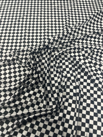 Black & White Checkered Spandex Fabric by the Metre