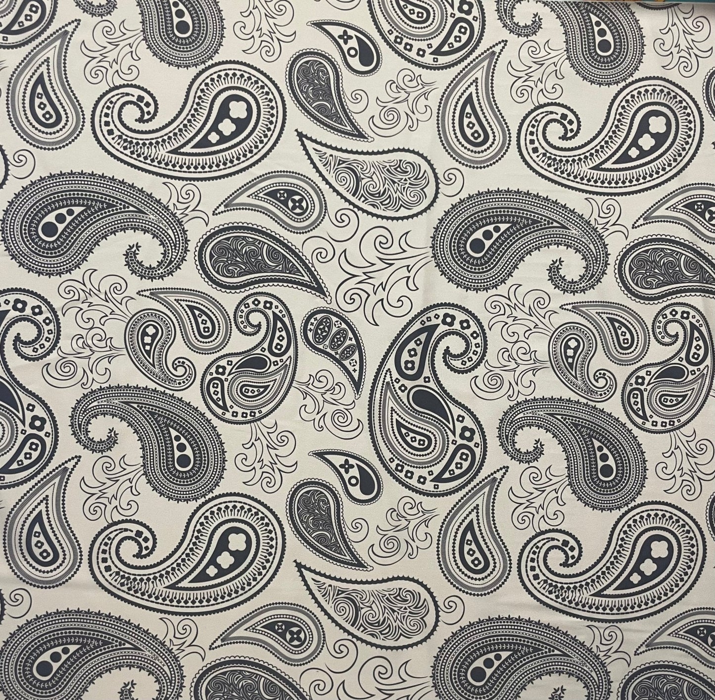 Black & White Paisley Fabric – Classic Boho Pattern by the Metre