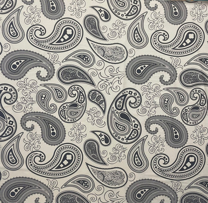 Black & White Paisley Fabric – Classic Boho Pattern by the Metre