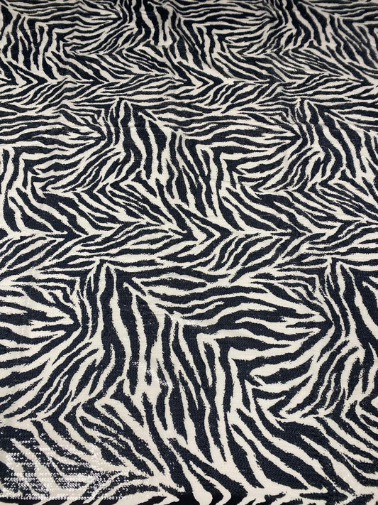 Black & White Zebra Sequin Fabric by the Metre