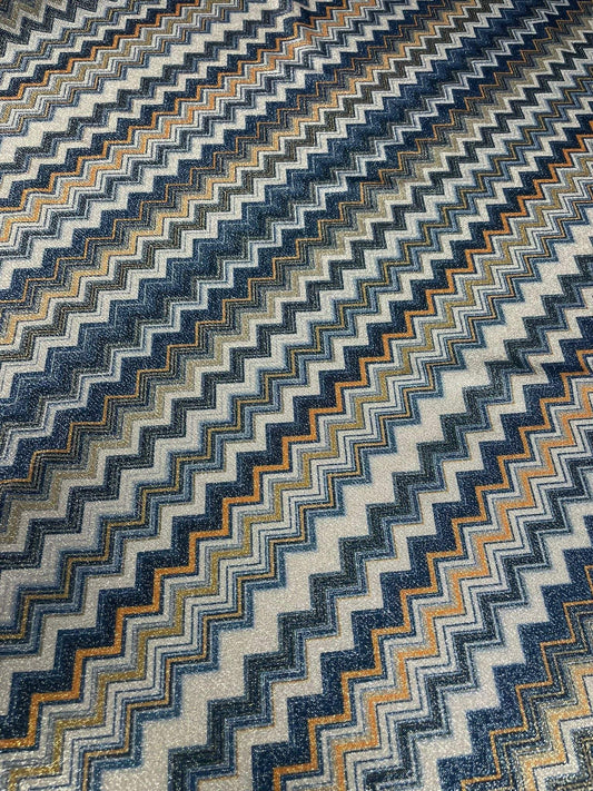 Blue and Orange Zigzag Fabric