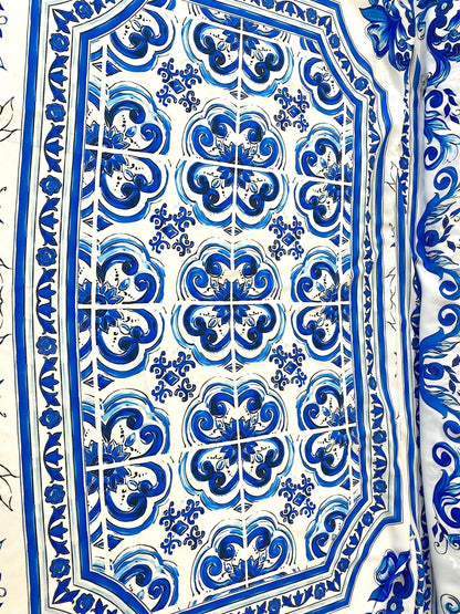 Blue Majolica Silky Crepe Fabric