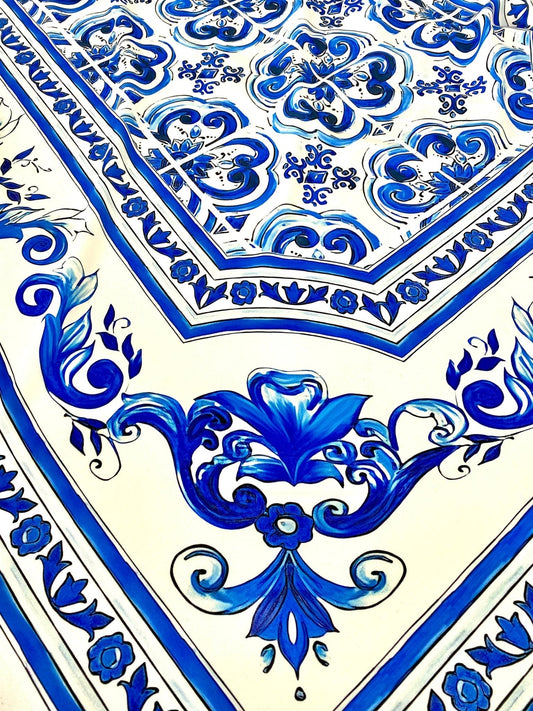 Blue Majolica Silky Crepe Fabric
