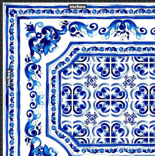 Blue Majolica Silky Crepe Fabric