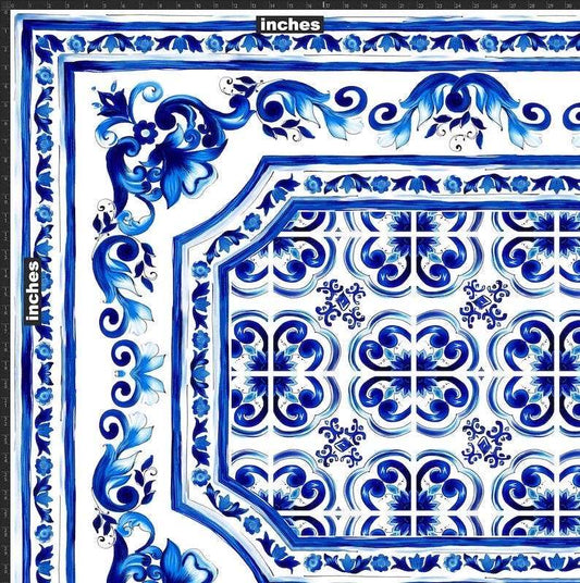 Blue Majolica Silky Crepe Fabric