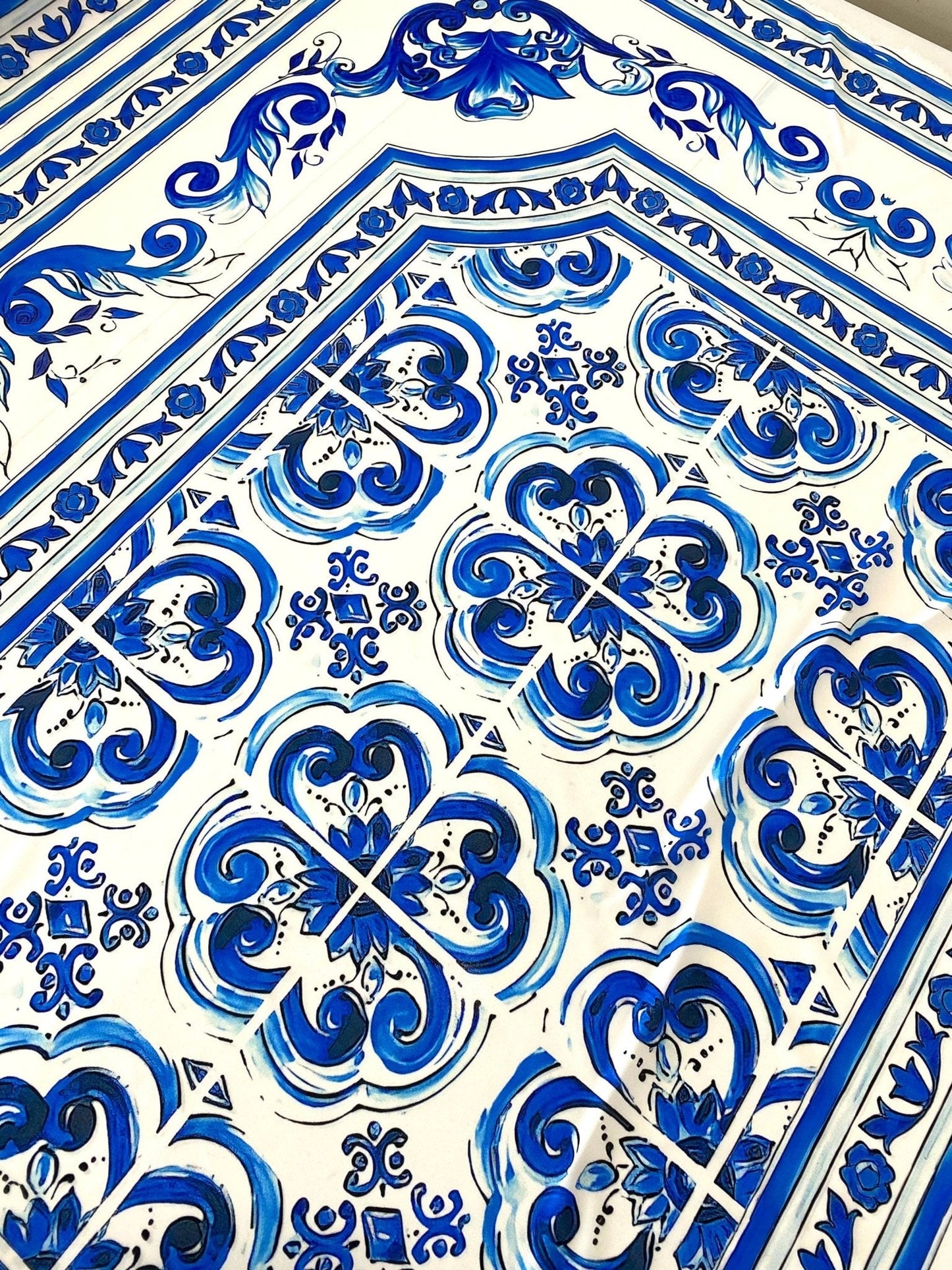 Blue Majolica Silky Crepe Fabric