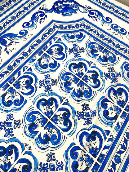 Blue Majolica Silky Crepe Fabric – Fabric by Metre, Options: Satin, Crepe, Spandex, Chiffon