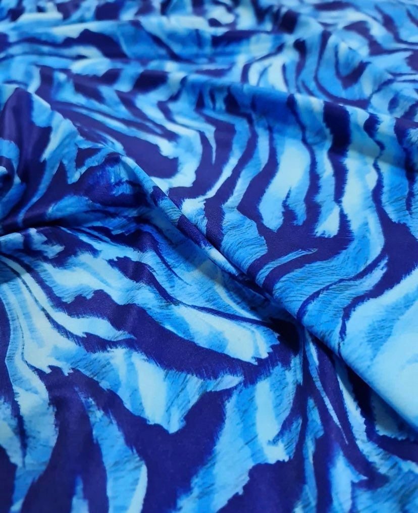 Blue Zebra Print Fabric