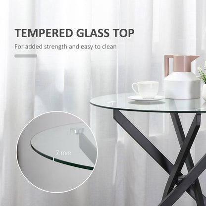 Side Table with Clear Tempered Glass Top