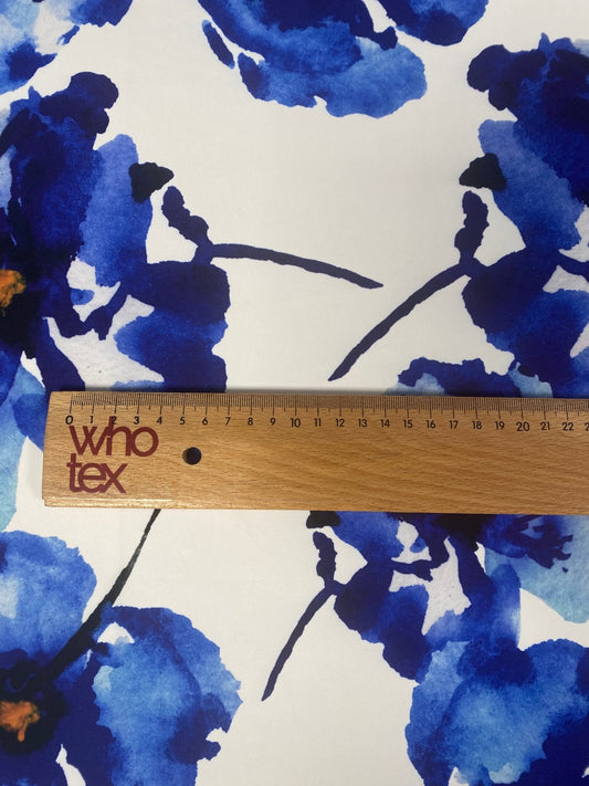 Bold Blue Watercolor Floral Fabric