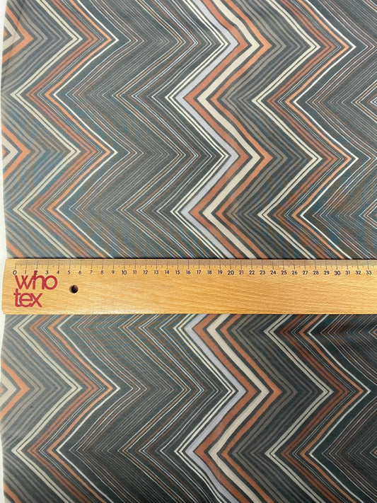 Brown and Beige Chevron Zigzag Pattern Fabric
