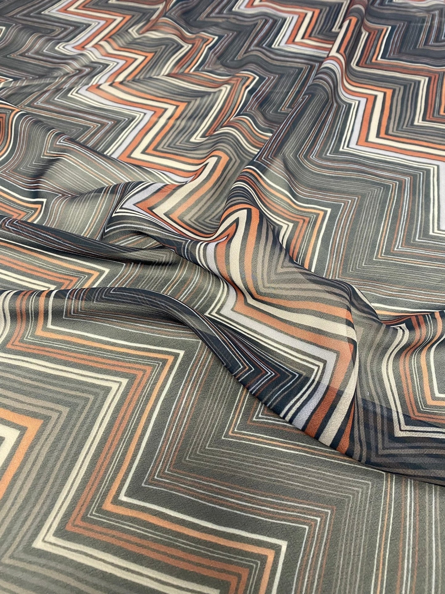 Brown and Beige Chevron Zigzag Pattern Fabric