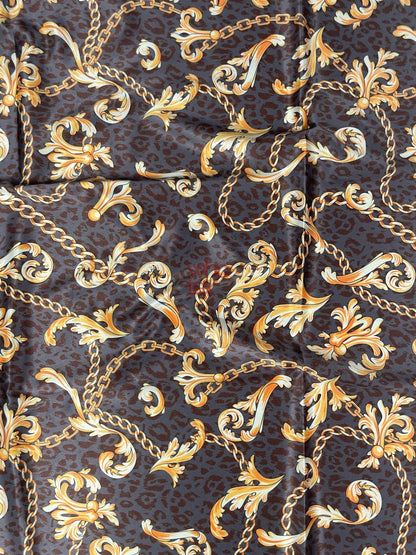 Brown Leopard Print Fabric with Gold Baroque Chains