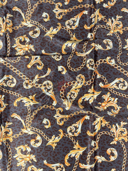 Brown Leopard Print Fabric with Gold Baroque Chains