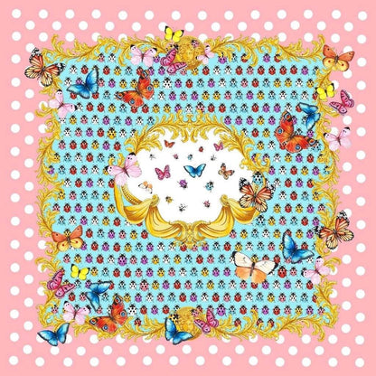 Colorful Butterfly and Ladybug Pattern Fabric – Custom Printed Fabric on Satin, Crepe, Spandex or Chiffon