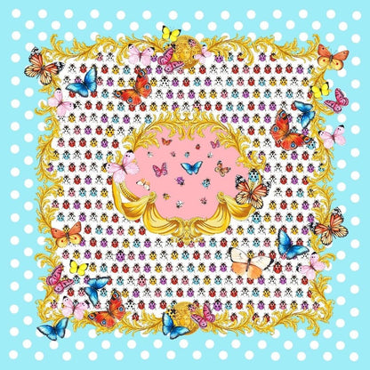 Colorful Butterfly and Polka Dot Print Fabric
