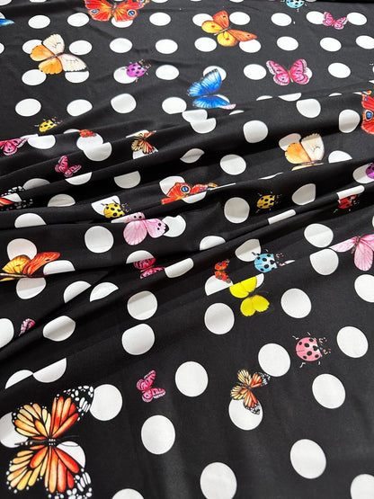 Black Polka Dot Butterfly Fabric