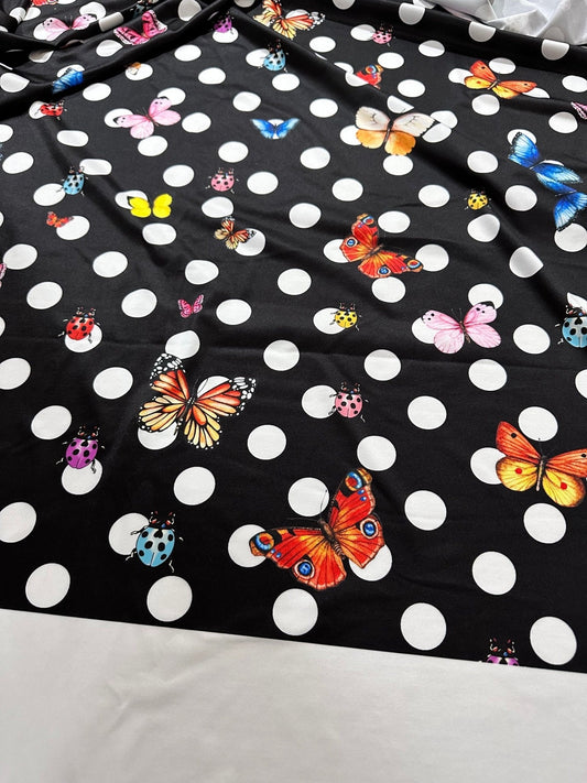 Black Polka Dot Butterfly Fabric