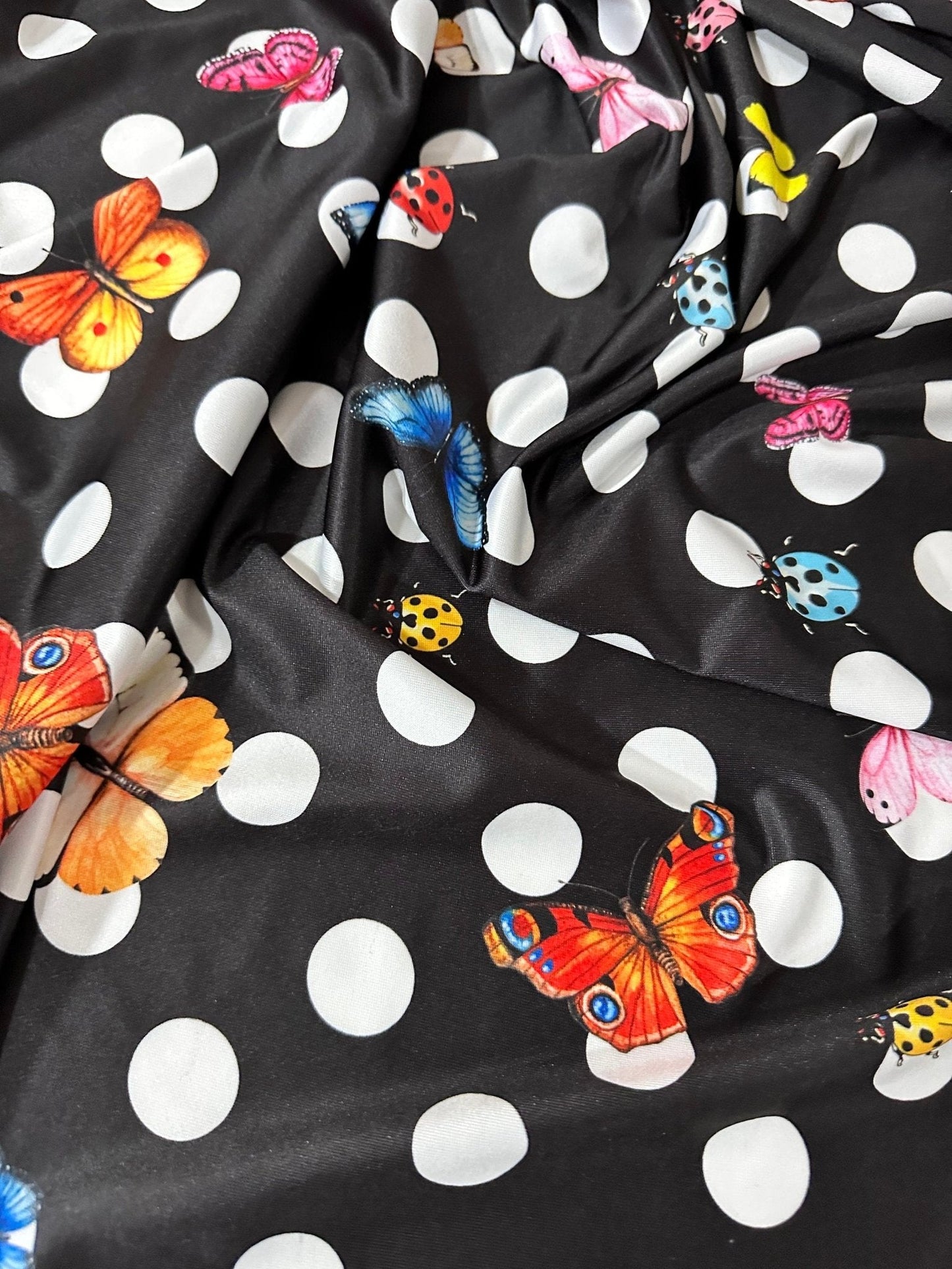 Black Polka Dot Butterfly Fabric