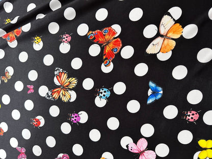 Black Polka Dot Butterfly Fabric