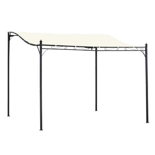 Outsunny 3X3 M Wall Mounted Garden Porch-Black/Cream White