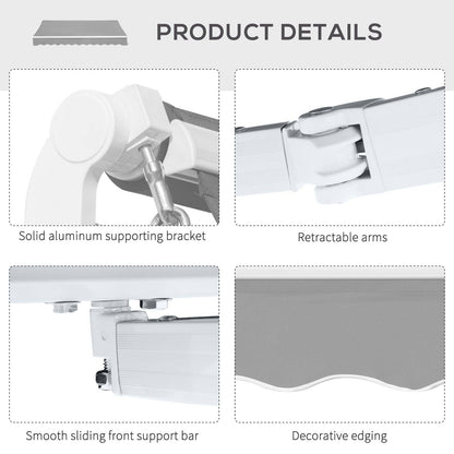 Garden Patio Manual Awning Canopy Sun Shade Shelter Retractable 4 Size 5 Colour