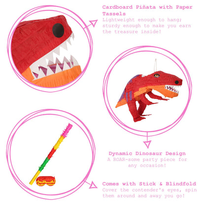 Large T-Rex Pinata Set with Stick & Blindfold